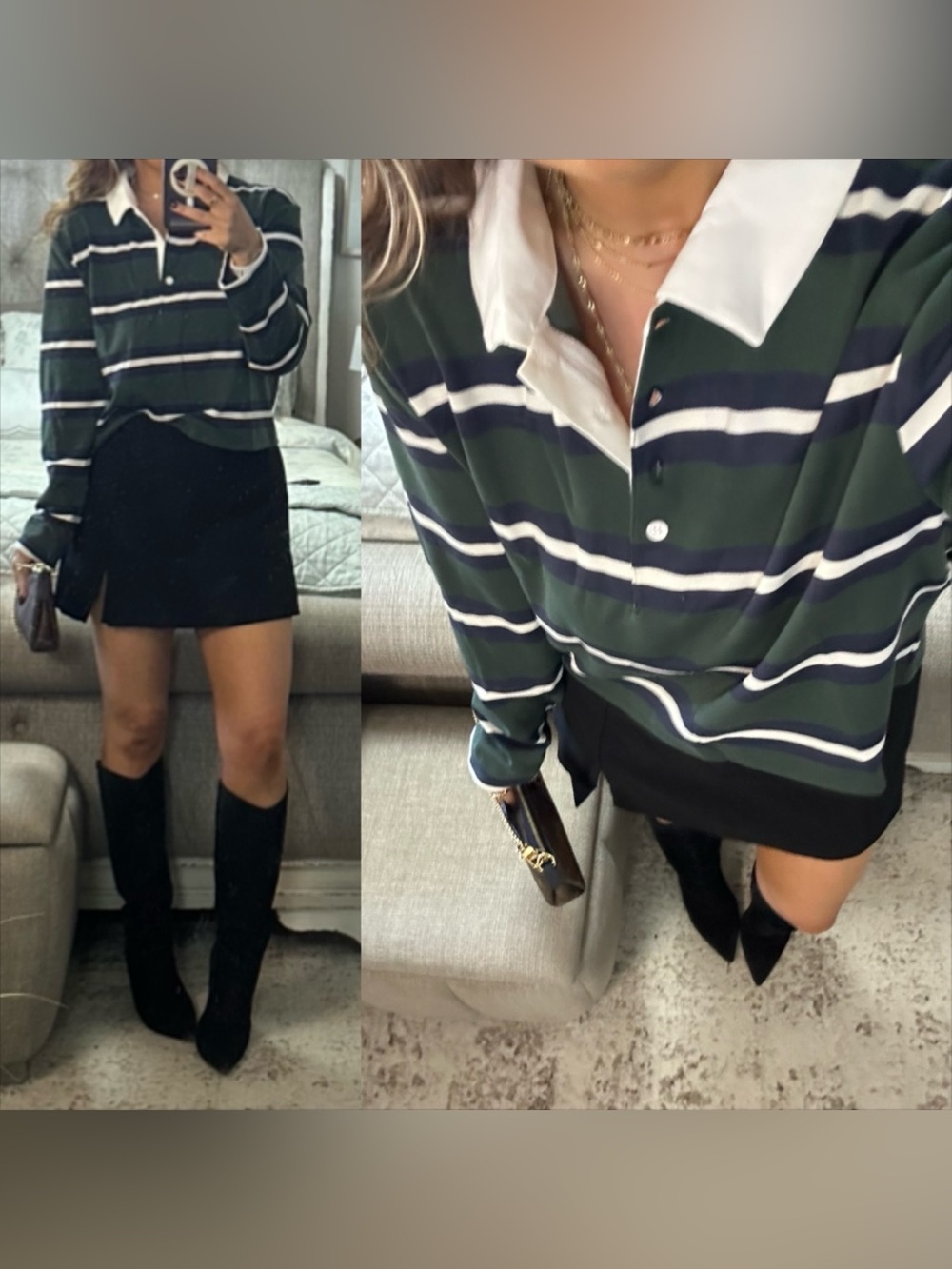 New🤎Preppy Heritage Striped Rugby Polo Top